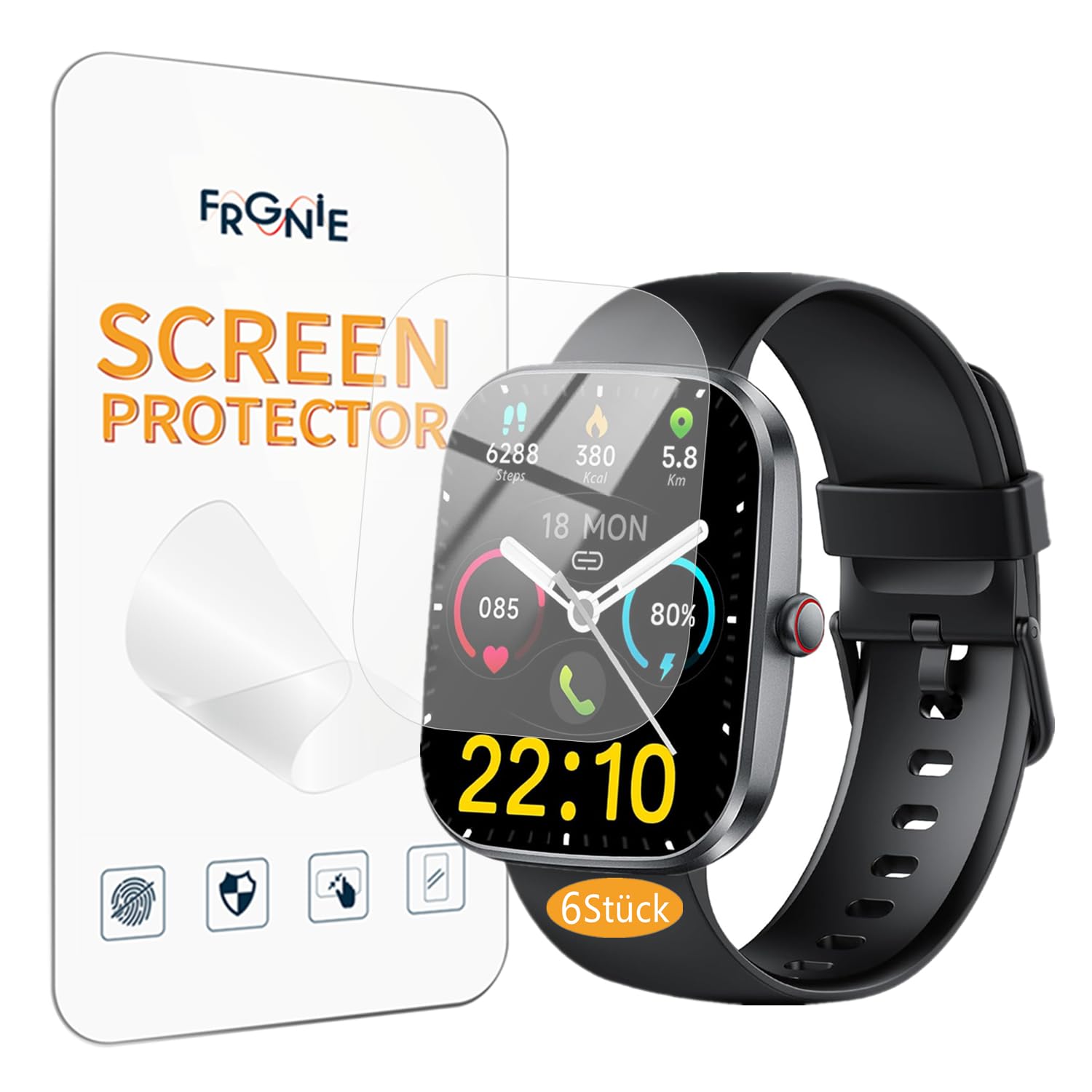 Frgnie Screen Protector Compatible with Soudorv, uaue, Csasan T70 Smartwatch 1.91 Inch (6 Pieces) HD Flexible TPU, Compatible with TUYOMA LW76 V2 Smartwatch Screen Protector