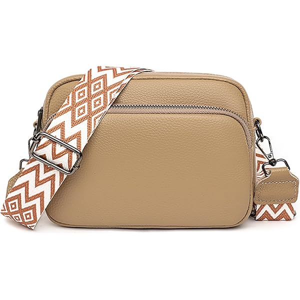 Cangurera Pequeña Cruzada De Cuero Para Mujer, Con Correa Ancha Ajustable Para Guitarra (beige), Beige, Boho