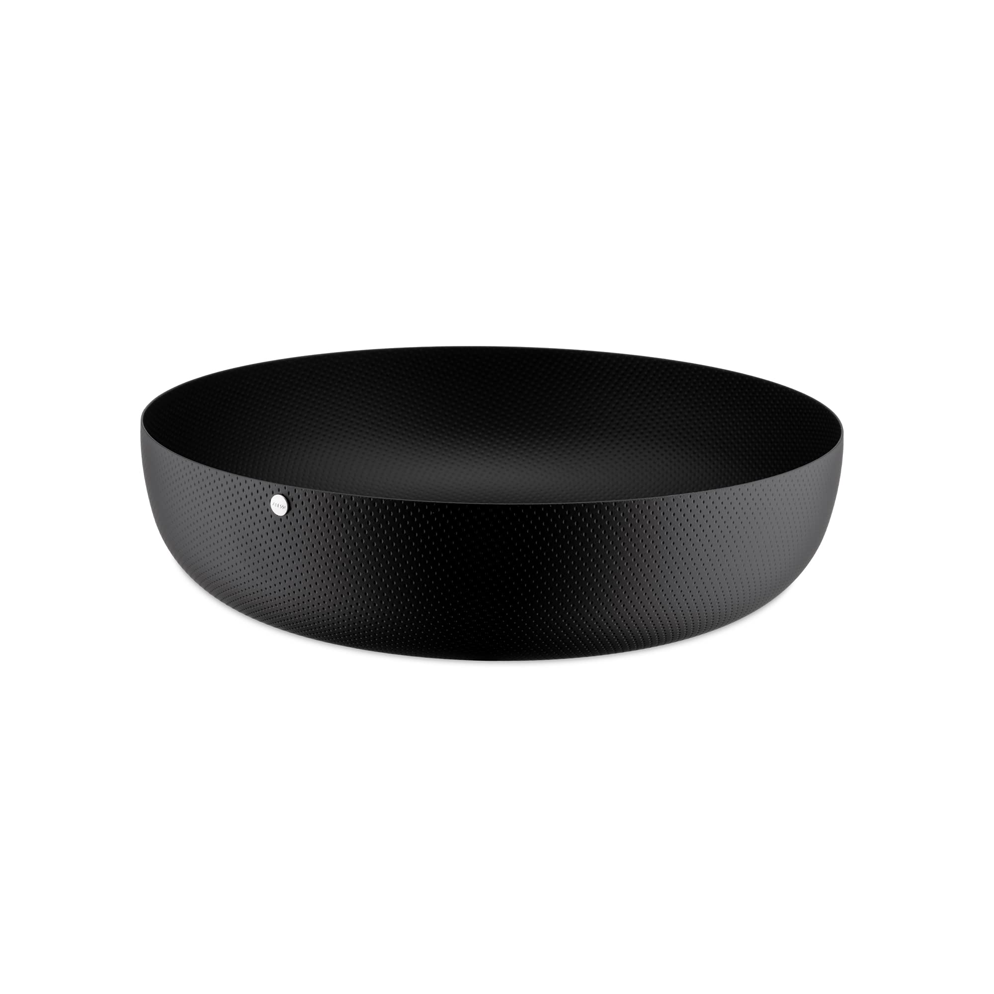 Alessi Jm17/24 BT - Design Round Basket, Coloured Steel with Epoxy Resinand Embossed Decoration, Black, 24 cm