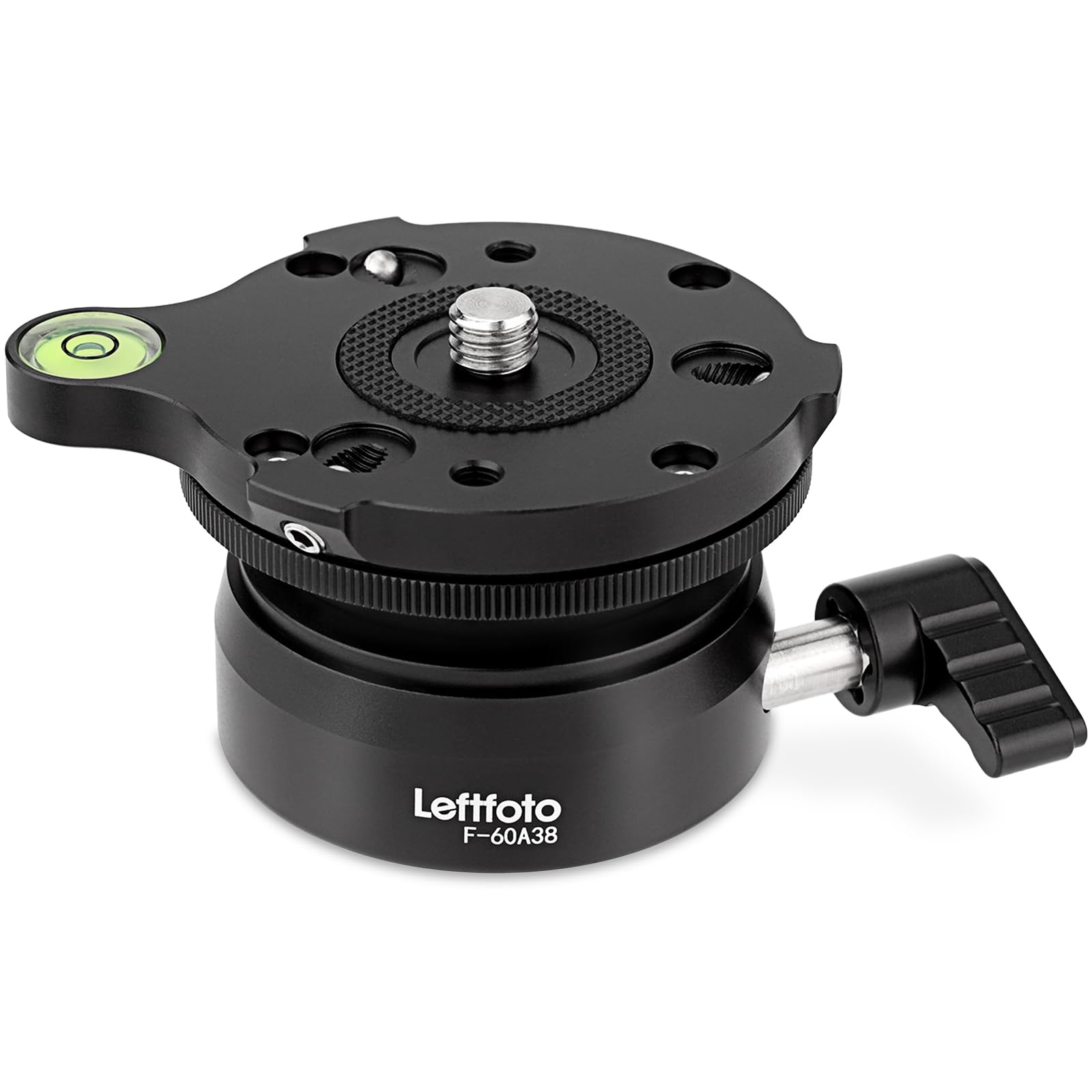 LEFTFOTO - Precision tripod leveling base plate with 360° rotation and +/- 15° tilt, compatible with DSLR and monopodes camcorders, supports up to 10kg/22lbs