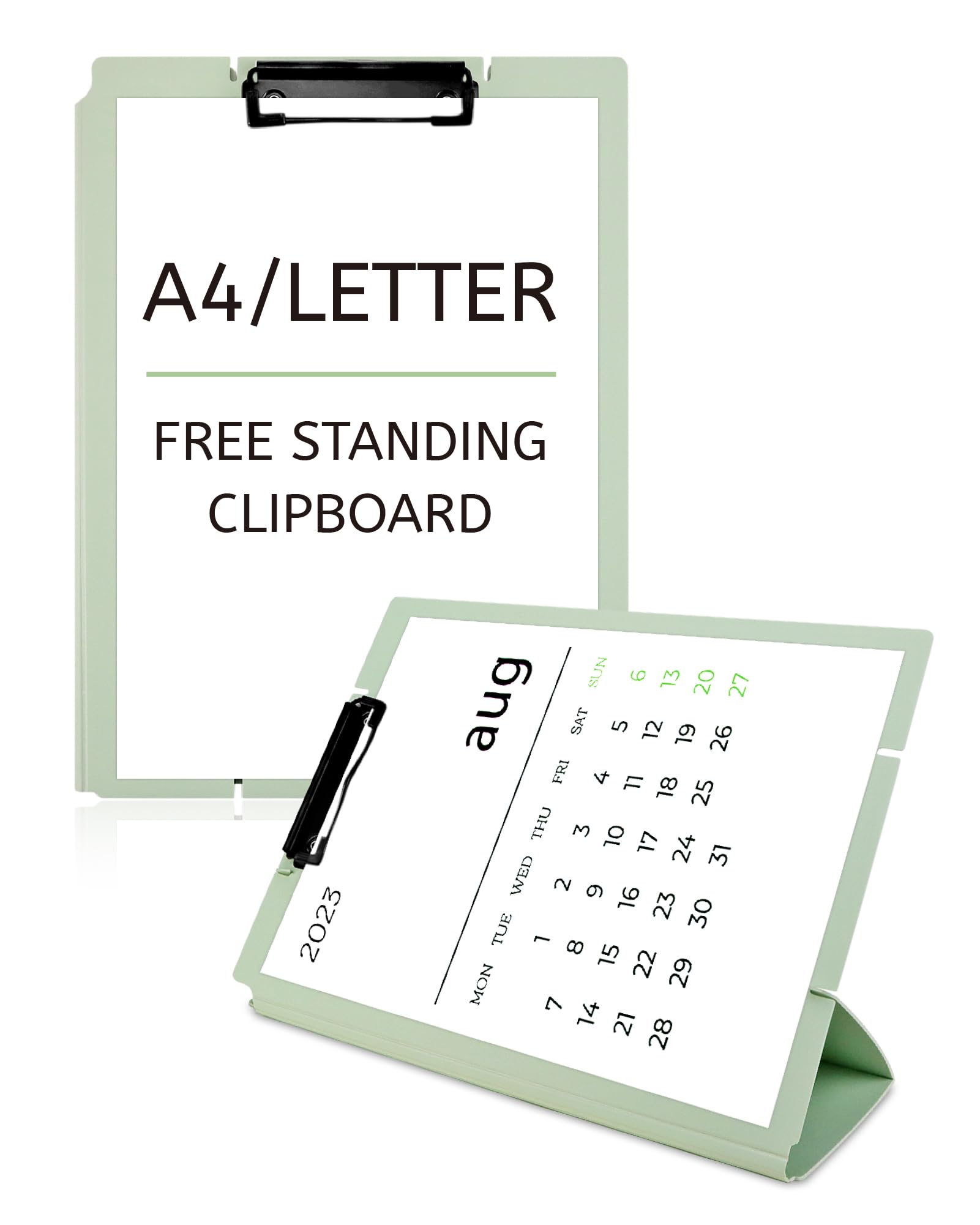 Photo 1 of GAUENEEN Free Standing Clipboard and Desktop Stand with Adjustable Buckles Easel Back - Foldable Stand and Document Holder for School, Office and Business Use (9.37 x 12.6 inches) (Light Green)