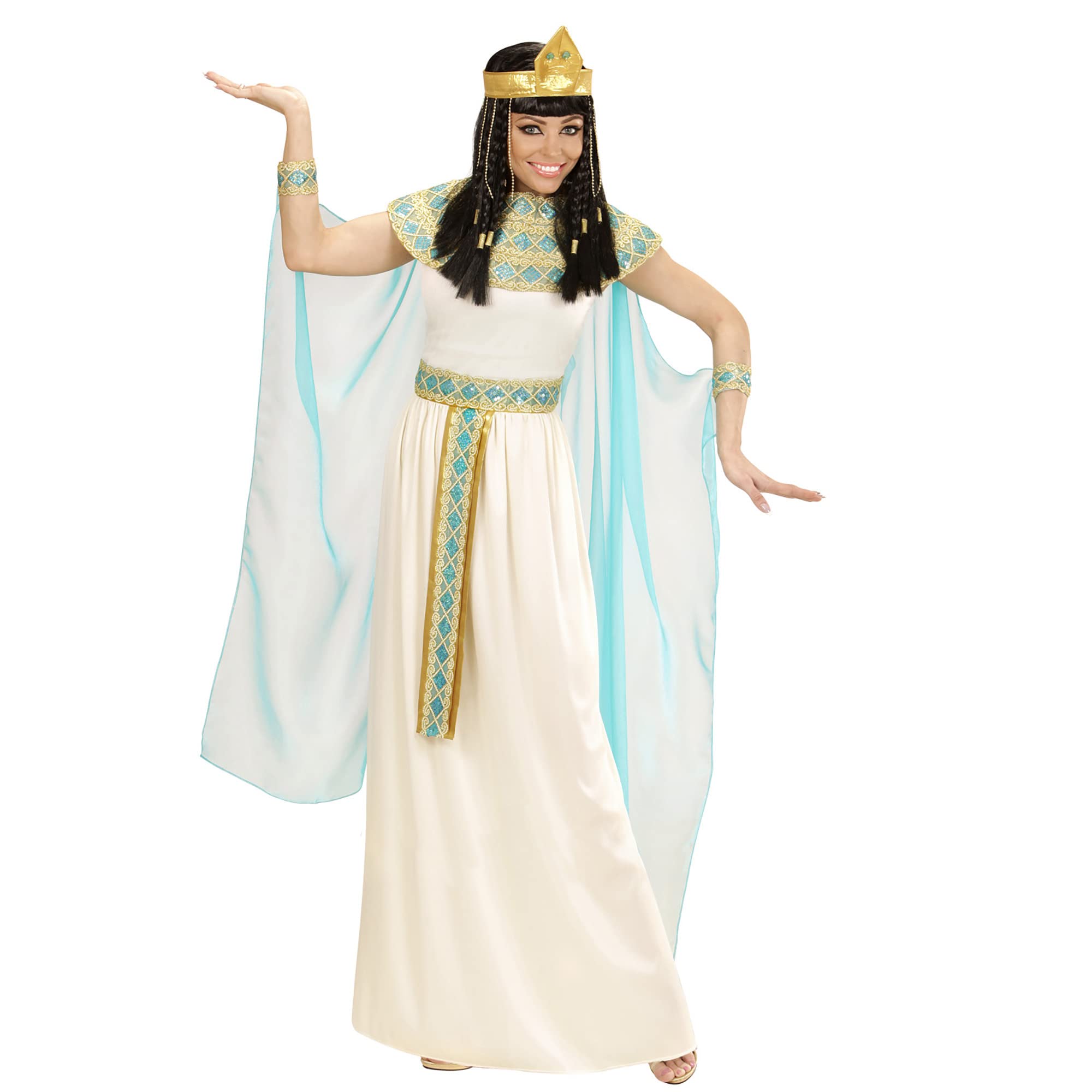 Widmann adult costume Cleopatra, dress with belt, bracelets, headband and cape, 49421