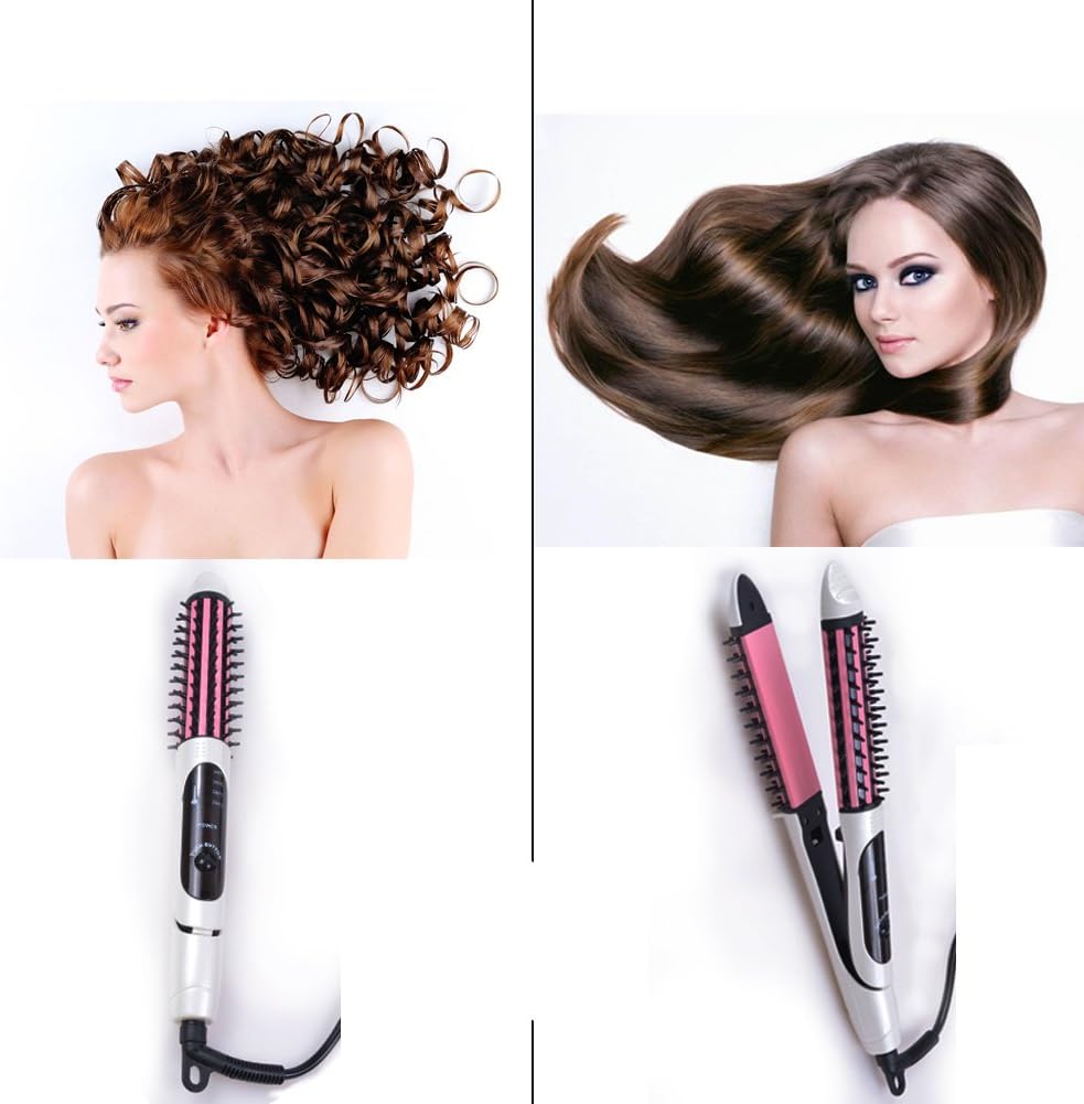 KBL Beauty 2-In-1 Portable Hair Straighteners and Curlers Ceramic Flat Irons Hair Curling Irons，Good For Traveling Use(White)