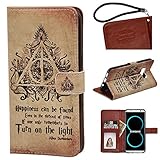 Samsung Galaxy S8 Plus PU Leather Wallet Case, Onelee - Harry Potter Deathly Hallows Quote Premium PU Leather Stand Case Back Protector for Samsung Galaxy S8 Plus with Card Slots