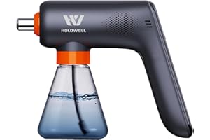 HOLDWELL Cordless Electric Disinfection Fogger, Detachable Stainless Steel Nozzle, 3-Gear Adj 14.2oz Sanitizer Atomizer, Blue Light Nano Spray Gun for Place Cleaning/High-Touch Item Contactless Sanitization