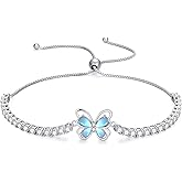 OUTANG Moonstone Butterfly Bracelet for Women 925 Sterling Silver Butterfly Tennis Bracelet Moonstone Jewelry Gifts for Mom Wife