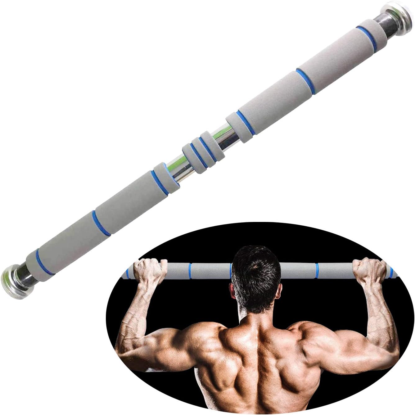 DAGEE Pull Up Bar - Chin up Bar Locking Doorway Pullup Bar/Fitness Maximiza with of Screw-in Door-Mounts, 26 to 39 Inches Adjustable Width