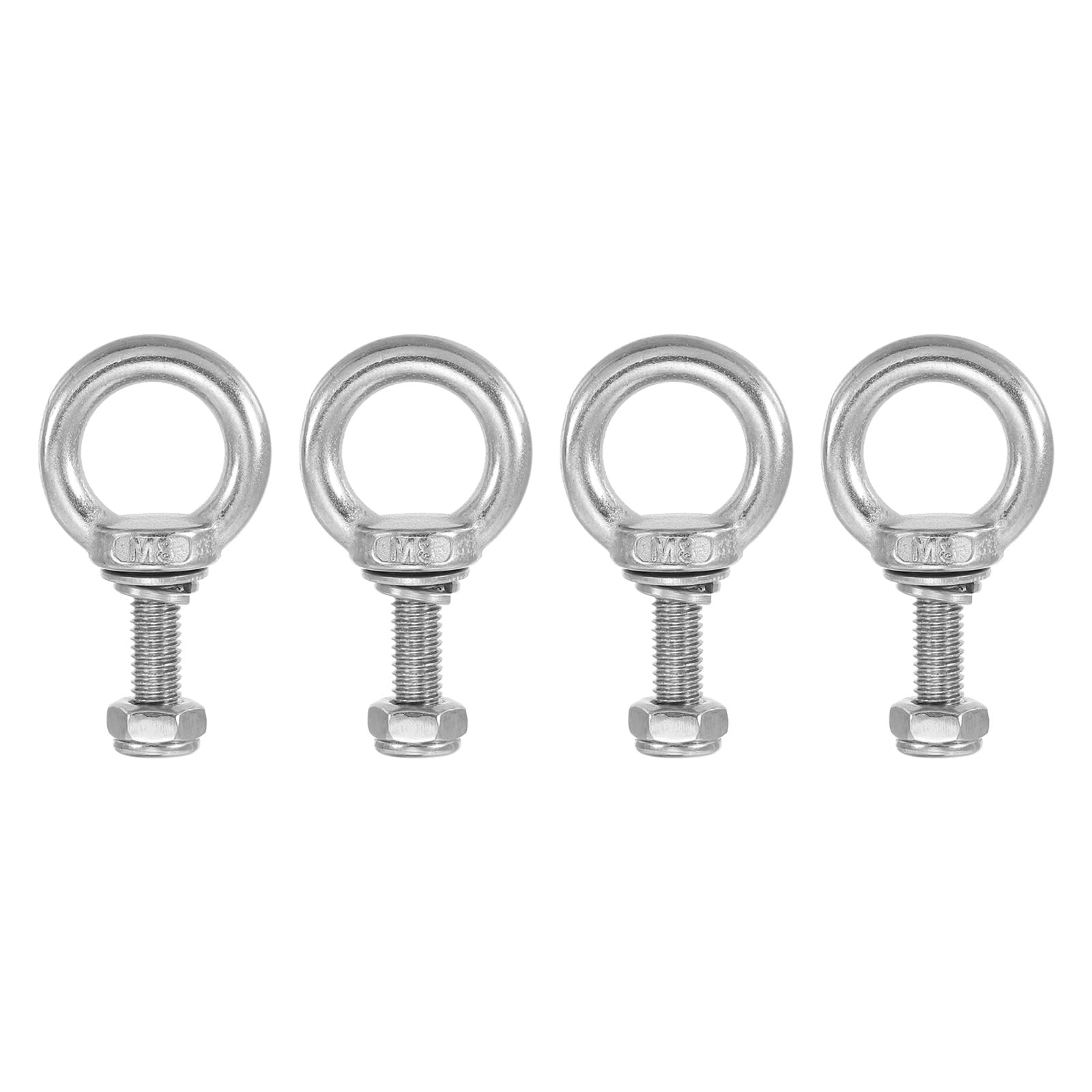 PATIKIL Lifting Shoulder Eye Bolts, M8x30 304 Stainless Steel Male Thread with Hex Screw Nut Gasket Flat Washer for Hanging Securing Chain Wire Rope, 4 Sets