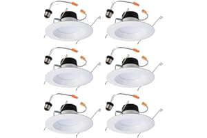 HALO 6 inch Recessed LED Can Light – Retrofit Ceiling & Shower Downlight – 3000K - Baffle White Trim (6 Pack)