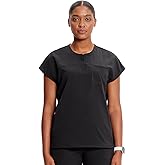Cherokee Infinity Womens Round Neck Scrub Top, Partial Zip Covered Placket, 3 Zip Pockets, PROTX2 Technology - IN622A