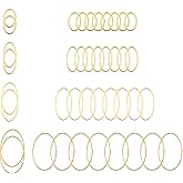 PATIKIL 40Pcs Open Bezel, 4 Sizes Oval Resin Bezels Charm Pendants Open Back Bezels Alloy Hollow Frame Bulk for Resin Jewelry Making Earrings Necklace, Gold Tone