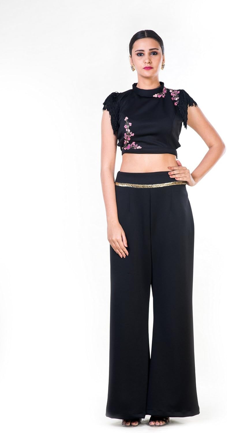 black fringe crop top