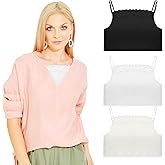Cutecrop 3 Pcs Women's Lace Camisole Crop Tops Modesty Panel Cleavage Cover up for Low Neckline Low Cut Dress Multicolor