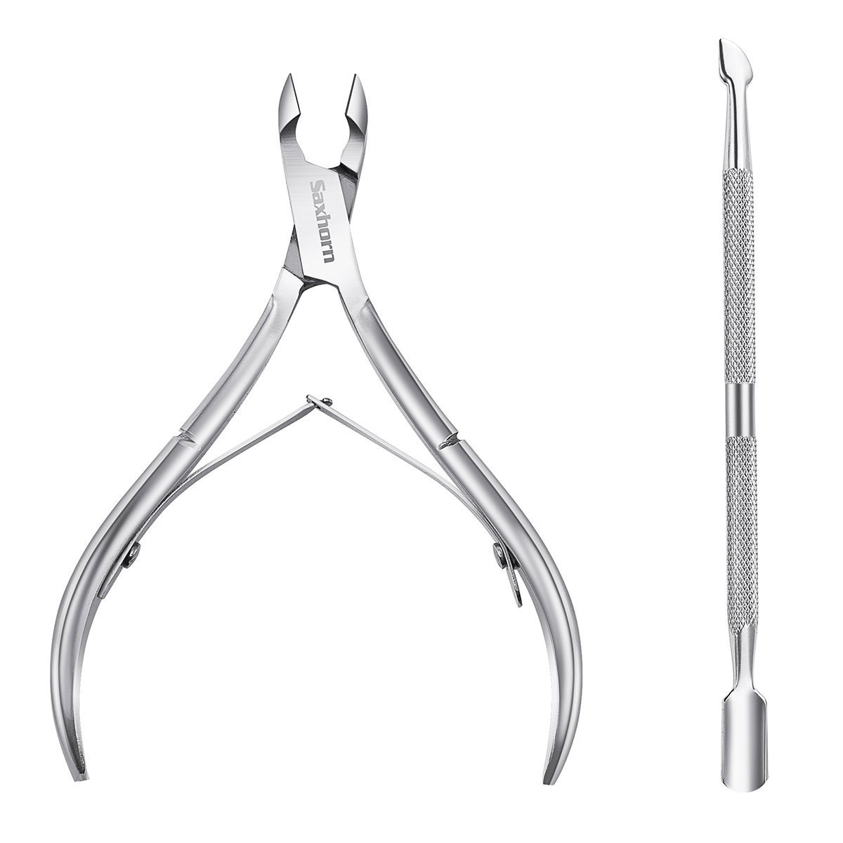 Cuticle Remover, Saxhorn Cuticle Trimmer and Nipper with Cuticle Pusher - Manicure Tools and Cuticle Cutter Clipper for Fingernails and Toenails: Home Improvement