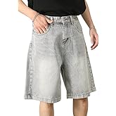 NDCOXQW Mens Baggy Jean Shorts Summer Wide Leg Loose Fit Casual Vintage Hip Hop Streetwear Denim Shorts Y2k