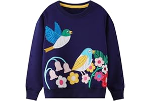 HOMAGIC2WE Toddler Girl Sweatshirt Kids Fall Casual Applique Pullover Cotton Adorable Long Sleeve Shirt Tops