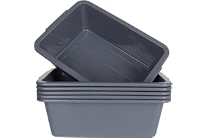 FWEEK 6 Pack 7 L Smal Plastic Bus Tub Restaurant Commercial Bus Tote Utility Box Plastic Dish Pans Wash Basin Tote Box, Grey (12"x 8.2"x 4.2")