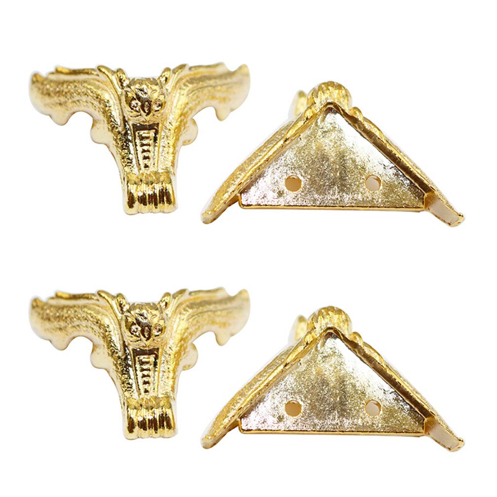 VOSAREA 8pcs Antique Box Legs Animal Foot Shape Metal Feet Corner Protectors Vintage Jewelry Box Feet Wood Chest Case Legs Size S Golden 25x33mm