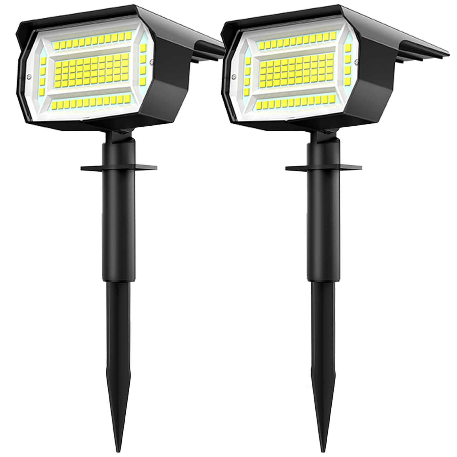 2 Pack Solar Spot Lights Outdoor Garden, 72 LED Solar Landscape Spotlights 3 Modes Solar Lights Outdoor Waterproof Dusk-to-Dawn Spot Lights Solar Powered for Garden Yard Driveway Pathway, Cool White