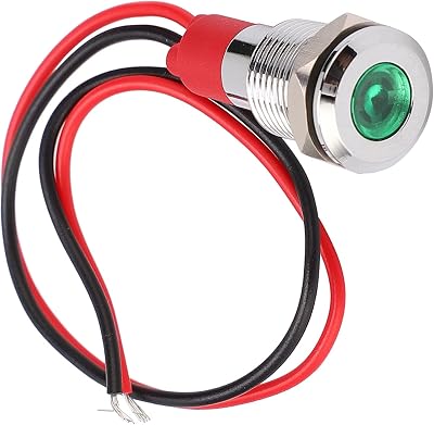 Walfront 10mm LED Metal Indicator Light Green 220V Waterproof Power Warning
