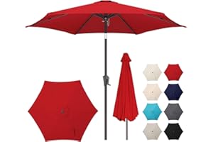 AckMizz 7.5 ft Outdoor Patio Umbrella - Table Umbrella Waterprool UV Protection, Sombrillas de Patio with Push Button Tilt&Crank, Sun Umbrella for Pool, Porch, Garden, Deck, Backyard(Red)