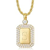Poekio Gold Initial Necklaces for Women, Letter Necklace for Her Birthday Yellow Gold Initial Pendant Necklace with Rope Chain, Women Jewelry Gifts for Her Wife Girlfriend