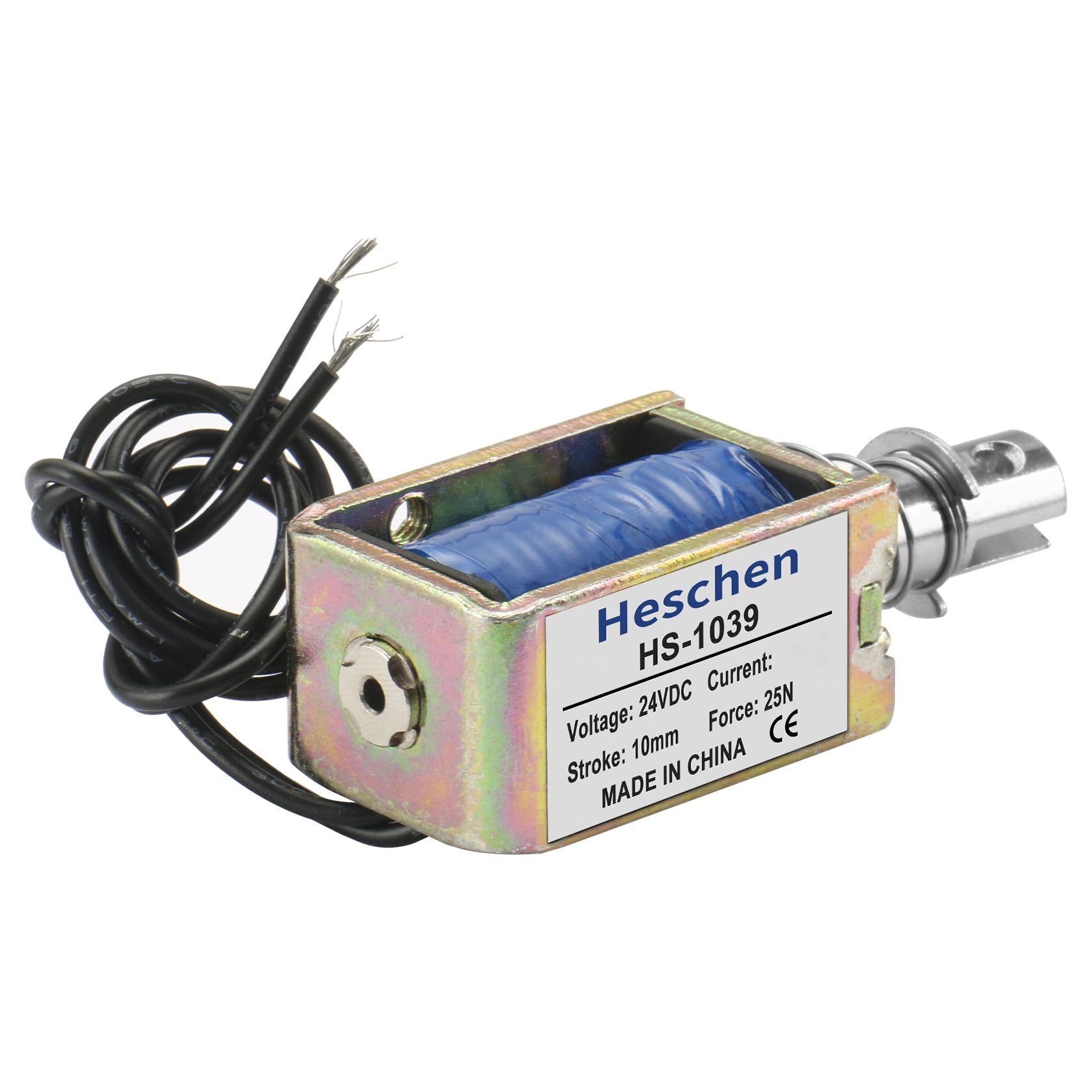 Hechen solenoid electromagnet HS-1039 DC24V 25N 10mm stroke pull type open frame door lock