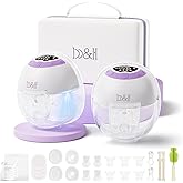 b&h Breast Pump Hands Free with Night Light, S33 Portable Electric Wearable Breastfeeding Pump, 4 Modes & 9 Levels, 27/24/21/19/17mm Flange, Baby Mouth Double-Sealed Flange, Milk Pump for Moms -Purple