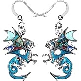 Enamel Alloy Dinosaur Fantasy Dragon Earrings Drop Dangle Unique Animal Jewelry For Women Dragons Gifts