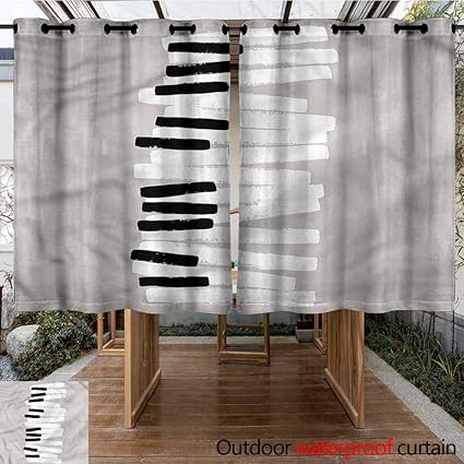 Amazon Com Sliding Door Curtain Piano Doodle Keyboard