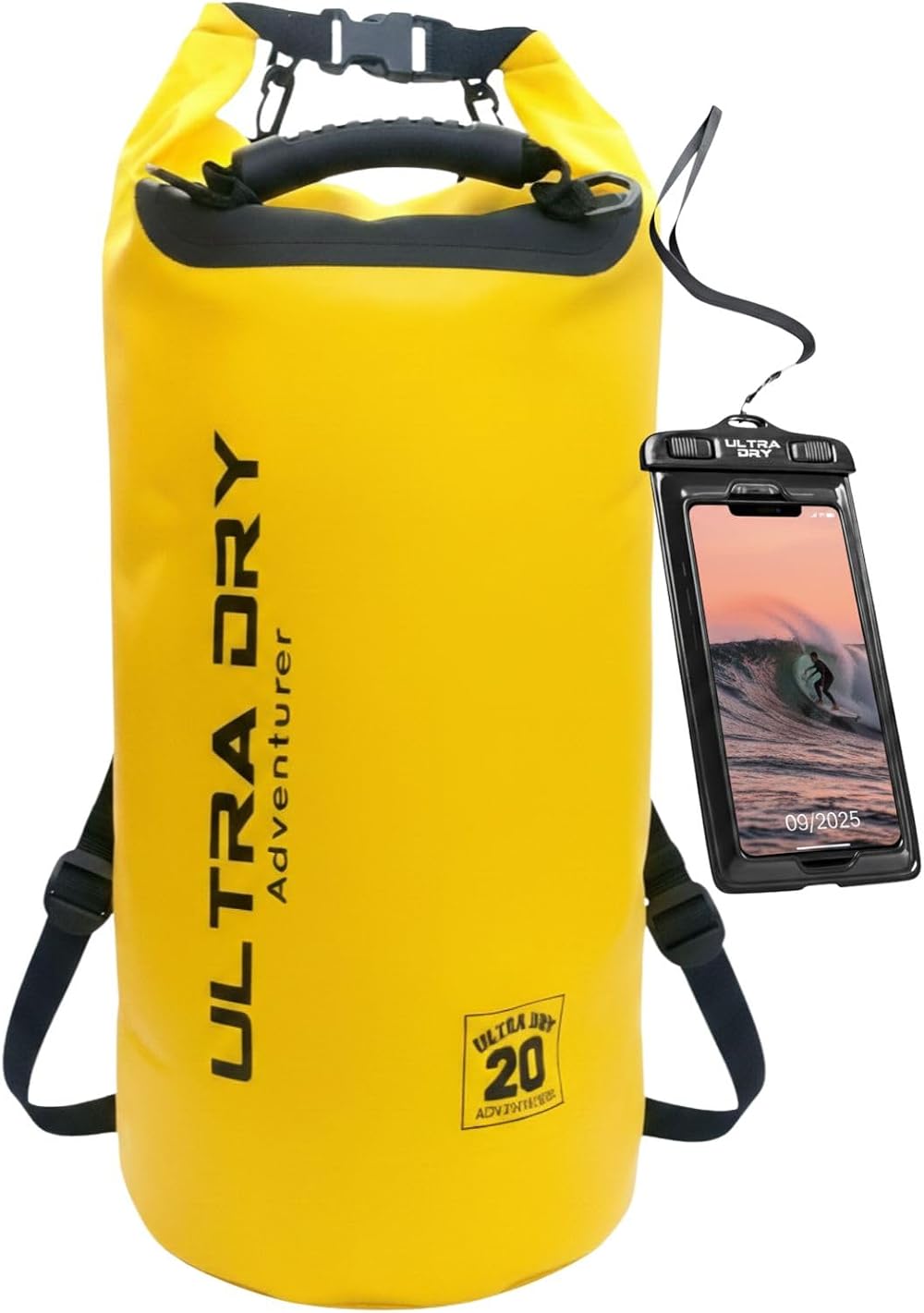 Ultra Dry Adventurer Premium 20 L Waterproof Dry Bag with Phone Case Yellow