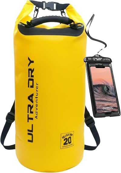 Ultra Dry Adventurer Premium 20 L Waterproof Dry Bag with Phone Case Yellow