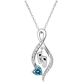 YMHOP Mommy of an Angel Necklace Sterling Silver Created Birthstone Jewelry Sympathy Gift Stillborn Pendant Necklace for Women Mother Mom