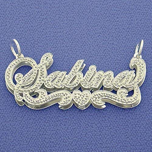 Personalized Silver Cursive Name Pendant Necklace Diamond