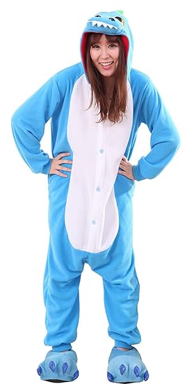 URVIP Jumpsuit Tier Cartoon Fasching Halloween Kostüm Sleepsuit Cosplay Fleece-Overall Pyjama Erwachsene Unisex Schlafanzug T