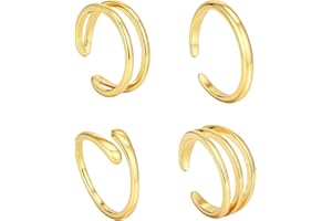 4pcs Toe Ring for Women, 4 Style Gold-Tone Adjustable Open Toe Ring Fashion Feet Jewelry Accessories for Summer Beach
