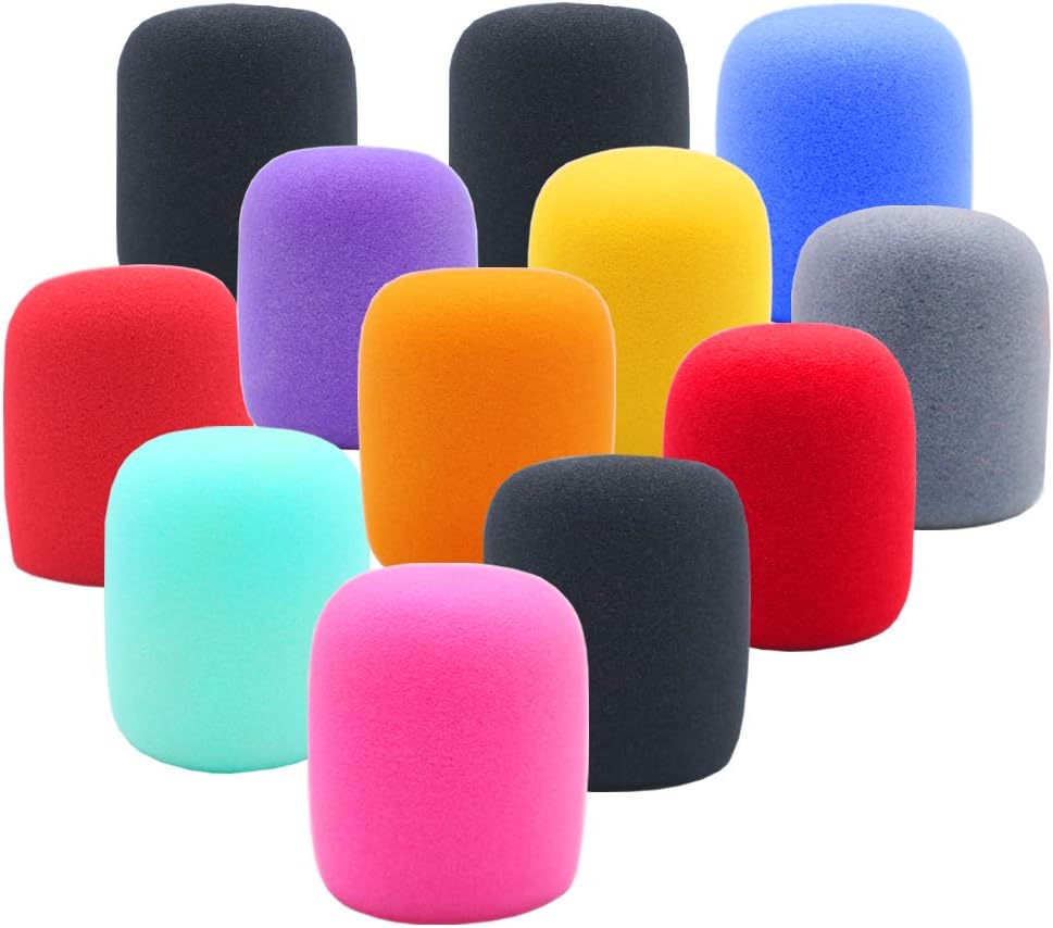 BAISDY 12PCS Foam Color Microphone Cover Thick Mic Windscreen Cover for