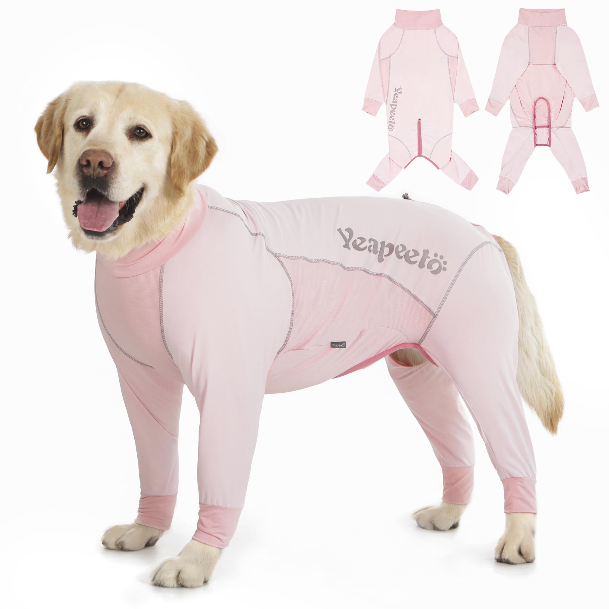 Photo 1 of Yeapeeto Dog Sun Protection Cooling Suit UPF 50+, Quick-Dry Breathable Jumpsuit for Large & Medium Dogs, Outdoor Dirt-Resistant Shedding Control Pet Apparel (Blush Pink, 6X-Large)