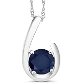 Gem Stone King 10K White Gold Gemstone Birthstone Pendant Necklace | Round 6MM | Gold Necklace for Women | With 18 Inch Chain