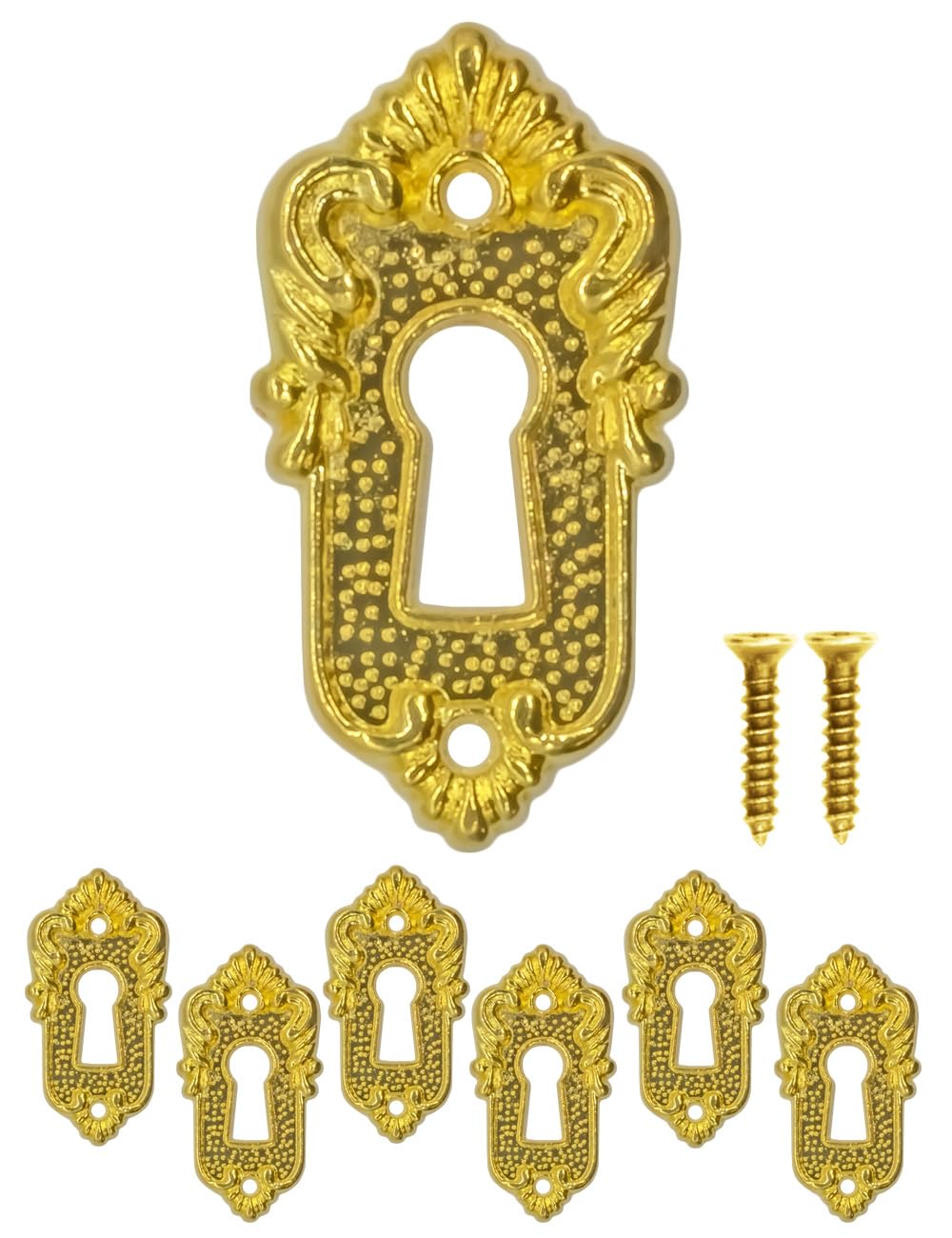 FUXXER Set of 6 Antique Key Signs and Castle Rosettes, Vintage Gold Design