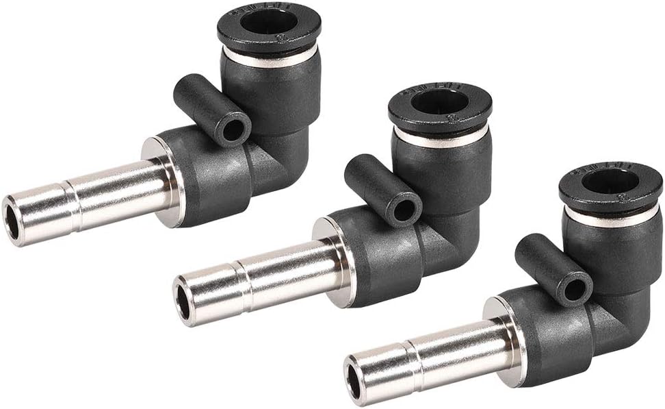 sourcing map Push to Connect Tube Fitting Plug-in Elbow Pneumatic Air Push Fit Lock Fitting 8mm Tube OD X 8mm Tube Stem 3pcs