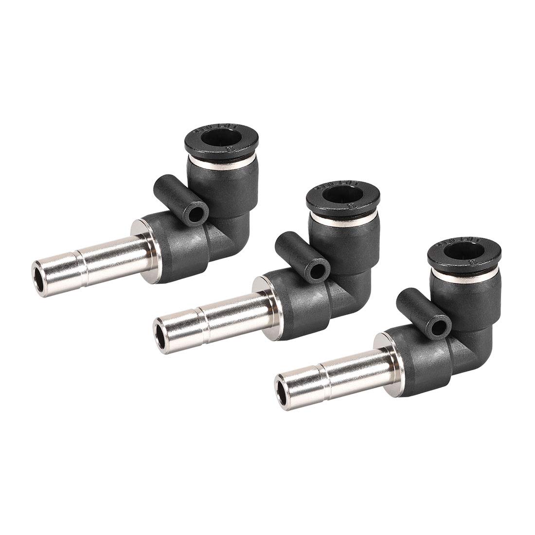 sourcing map Push to Connect Tube Fitting Plug-in Elbow Pneumatic Air Push Fit Lock Fitting 8mm Tube OD X 8mm Tube Stem 3pcs