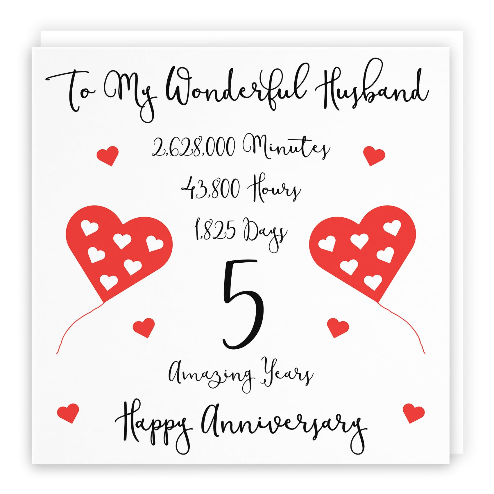 Hunts England - Romantic Husband 5th Wedding Anniversary Card - To My Wonderful Husband - 5 Amazing Years - Timeless Collection - Cute Fun Card — image 1