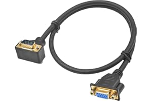 Poyiccot VGA Extension Cable, 90 Degree Up Angle VGA Cable Male to Female Extension Extender Cable 1080P Full HD for PC TV Pr