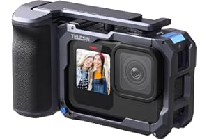 TELESIN Street Grip Kit for Hero 9-13, Aluminum Alloy Camera Cage Holder with Seesaw Button Design, Quick Access Battery Door