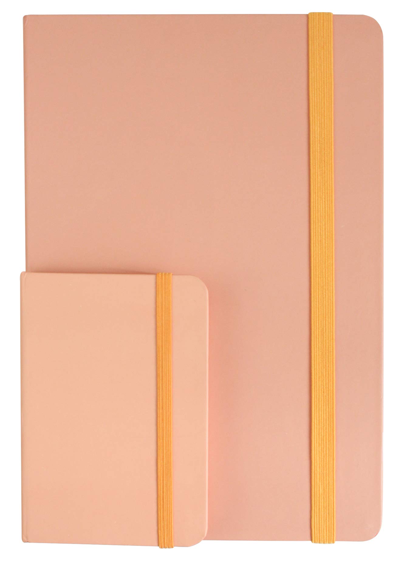Emartbuy Pack of 2 Pastel Hardbound Diary Notebook Notepad Writing Journal Ruled A5 Size 96 Sheets (192 Pages) & A7 80 Sheets (160 Pages) - Peach