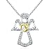 Pendentif Argent 'Ange Gardien' blanc argenté - 32x25 mm - [S0318