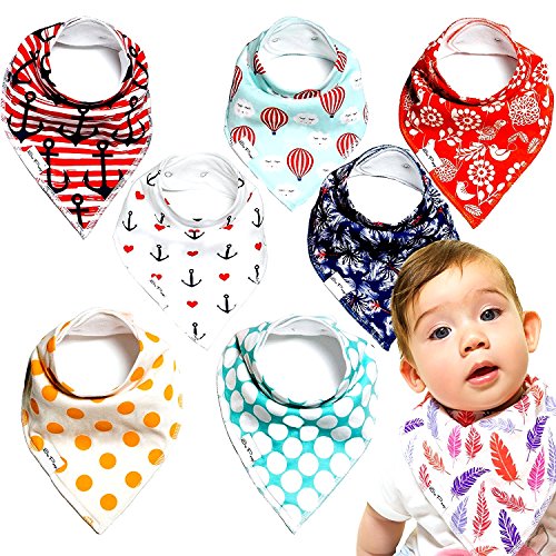 Baby Bandana Drool Bibs - 100% Natural Organic Cotton with Fleece Back - Unisex 8-Pack Gift Set with Vibrant Fashionable Designs for Boys and Girls | by So Peep