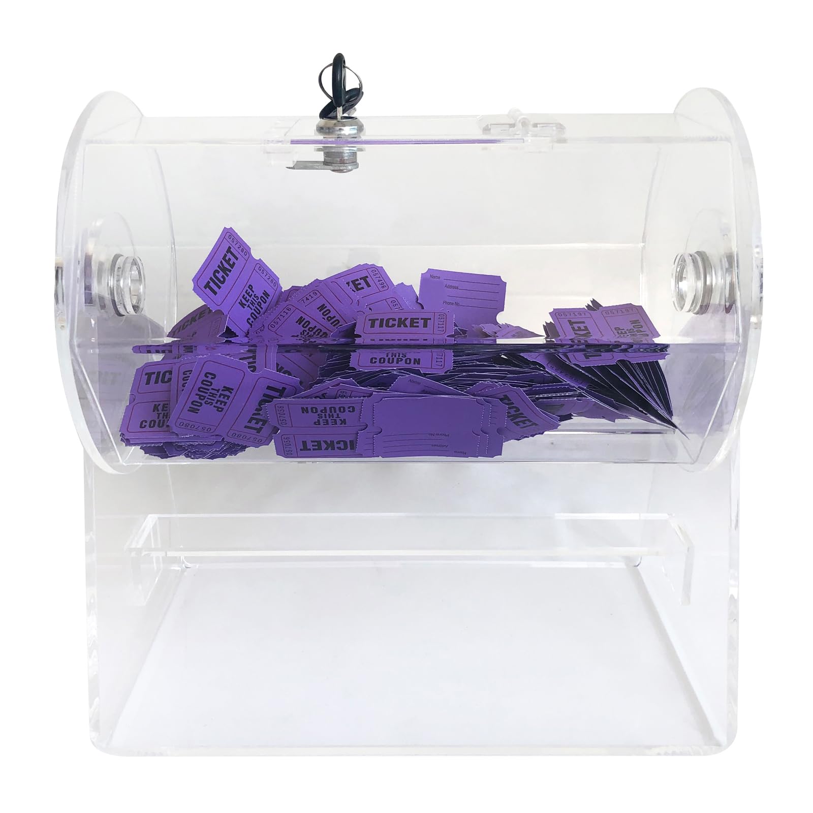 Photo 1 of Yuanhe Deluxe Acrylic Raffle Ticket Drum,Spinning Drum,Hand Crank Wheel Spinner Lottery Machine, (Small-Holds 2000 Tickets)