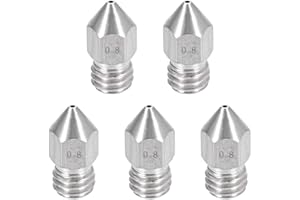 uxcell 5pcs 3D Printer Nozzle,Stainless Steel Nozzle 0.8mm,Extruder Print Head for Filament 1.75mm M6 3D Printer
